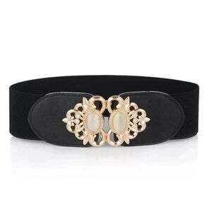 FINAL PRICE 🎈ATLAS Vegan Leather Embellished Elastic Belt BLACK - GOLD